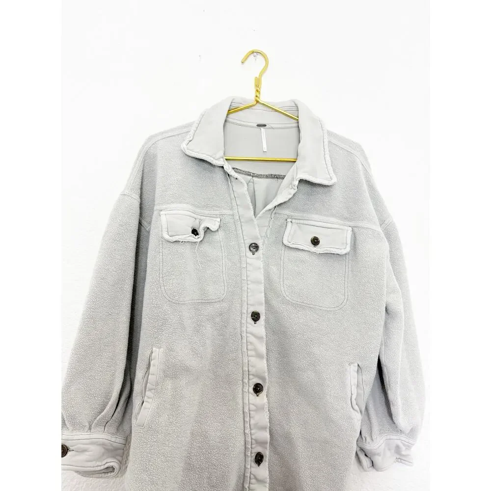 Free People Ruby Jacket in Stone Size Small Oversized Boho Shacket